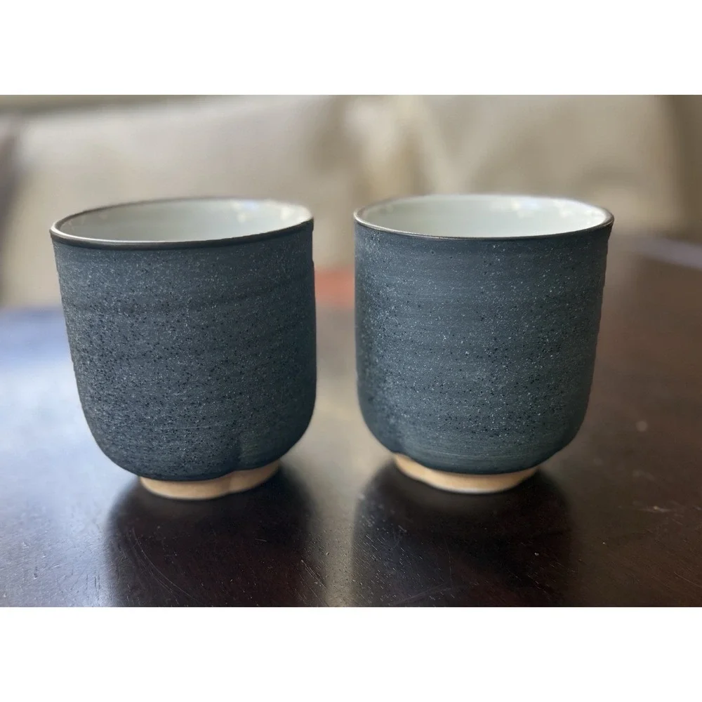Two (2) Tea Cups Yunomi Plum Blossom 4